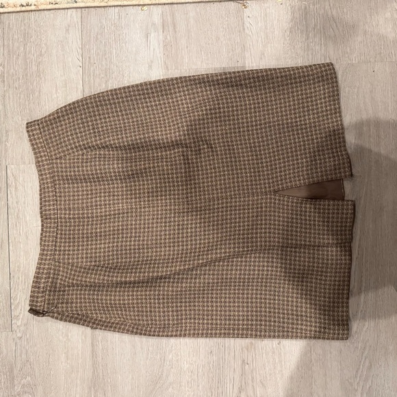 Rena Rowan For Seville Vintage Pencil Skirt Brown Plaid Size 8 Wool Rayon Blend - Picture 5 of 6